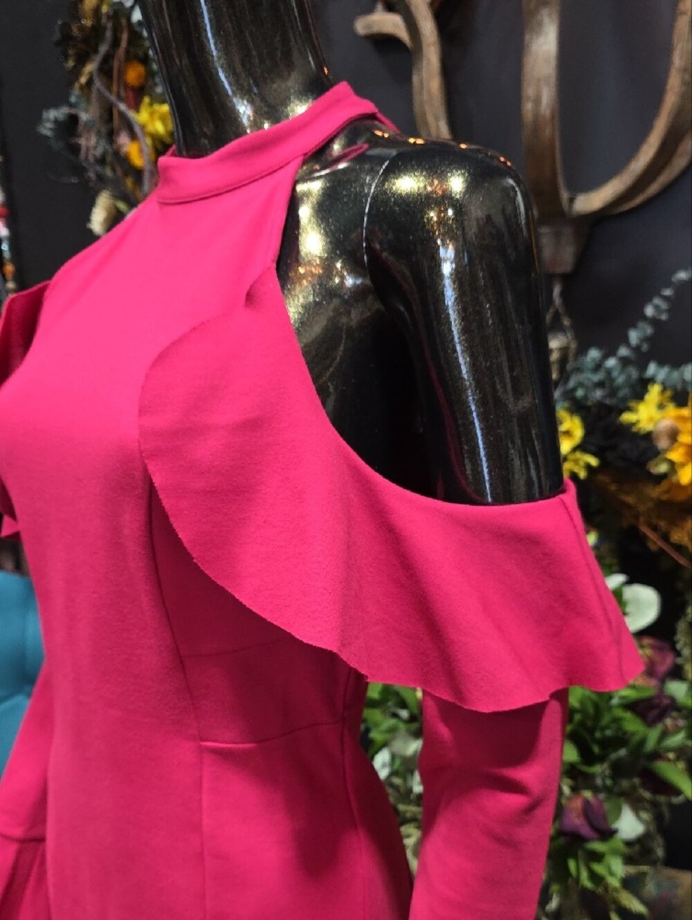Free People Raspberry Cold-Shoulder Ruffle Mini Dress - Picture 4 of 11